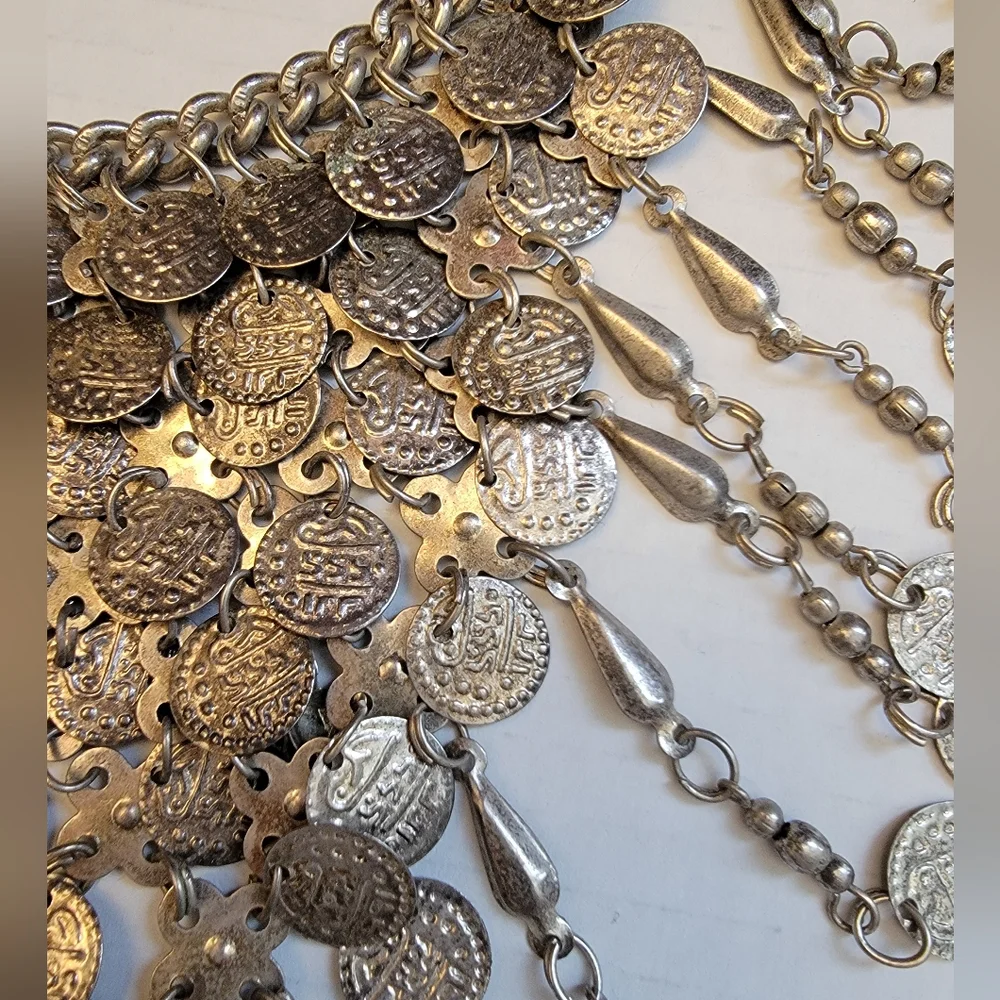 Silver COIN NECKLACE Belly Dancing Gypsy Style - Picture 4 of 7